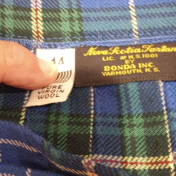 Nova Scotia by Bonda Tartan Skirt Kilt Pleated Front Plaid Blue, Size 14 - Picture 7 of 10